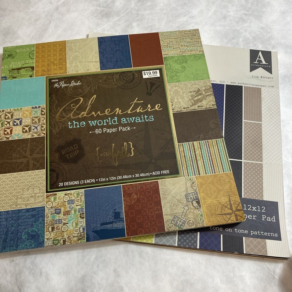 Lot Of 2 12 X 12 Paper Studio And Spectrum Scrapbook Paper Vintage Geometric